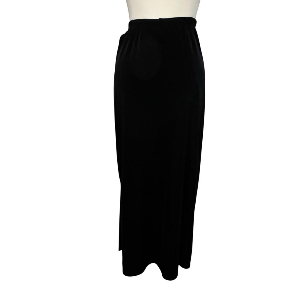 Vintage Clio Velvet Midi Skirt‎ M Black Side Slit Dark Academia Whimsygoth USA - Picture 2 of 15